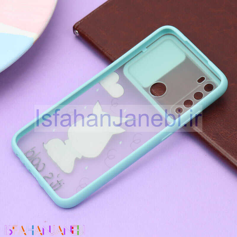 اصفهان جانبی-قاب محافظ لنز دار کشویی طرحدار سبزآبی Xiaomi Redmi Note 8