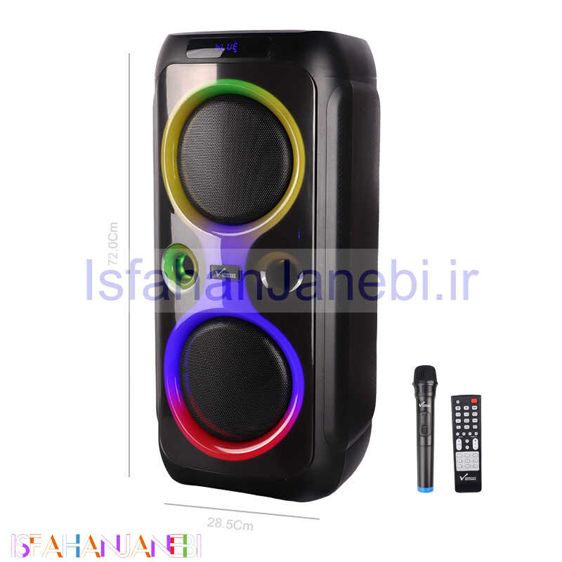 اصفهان جانبی-اسپیکر چمدانی بلوتوثی رم و فلش خور Vanmaax MAX-1015 + میکروفون و ریموت کنترل