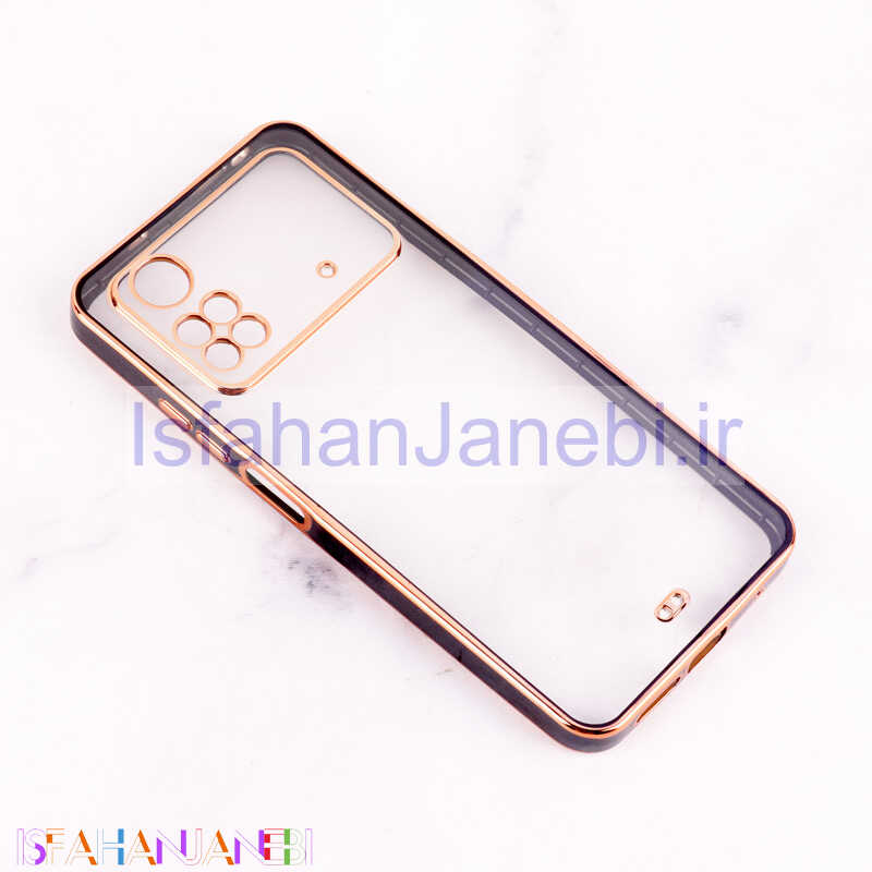 اصفهان جانبی-قاب Chrome دور طلایی محافظ لنزدار Xiaomi Poco M4 Pro