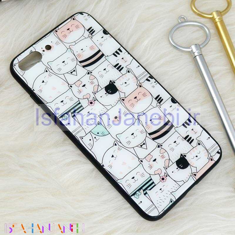 اصفهان جانبی-قاب پشت گلسی طرحدار گربه iPhone 7 Plus / 8 Plus