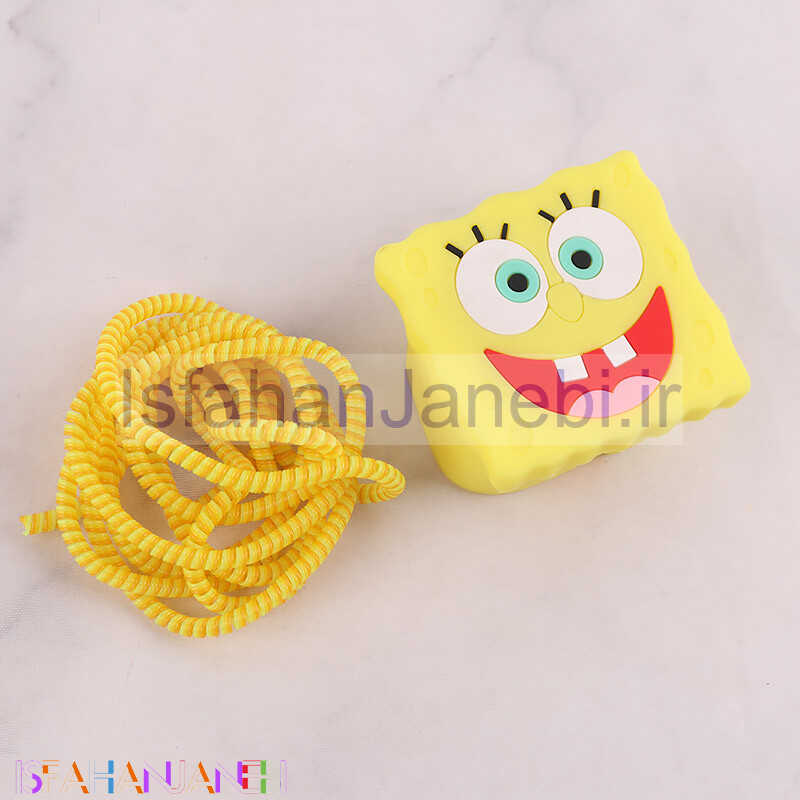 اصفهان جانبی-ست محافظ کابل و کلگی شارژر سیلیکونی آیفون طرح باب اسفنجی