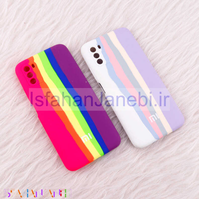 اصفهان جانبی-قاب سیلیکونی اورجینال رنگین کمانی محافظ لنزدار Poco M3