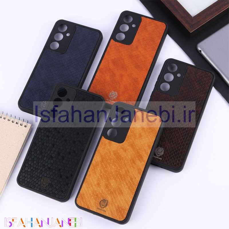 اصفهان جانبی-قاب چرمی پوست ماری Golden Lion سامسونگ Galaxy A35 محافظ لنزدار
