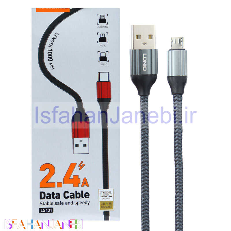 اصفهان جانبی-کابل میکرو یو اس بی LDNIO LS431 2.4A 1m