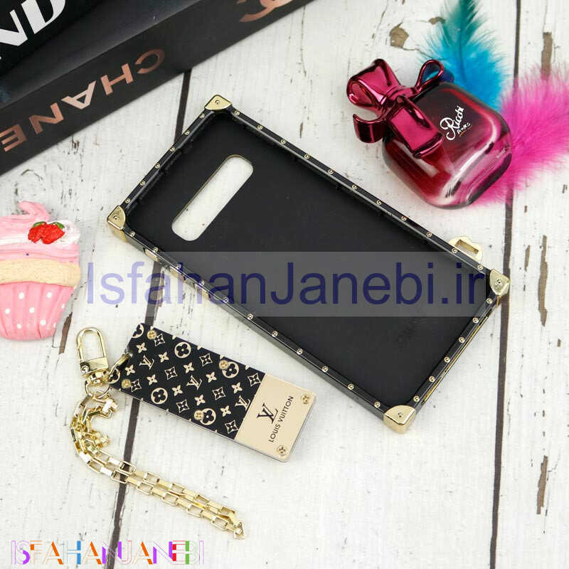اصفهان جانبی-قاب فانتزی صندوقی LV مشکی طلایی + آویز دستی Samsung Galaxy S10