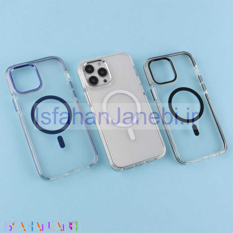 اصفهان جانبی-قاب ژله ای مگ سیف Joyporodo شفاف دور رنگی iPhone 13 Pro Max