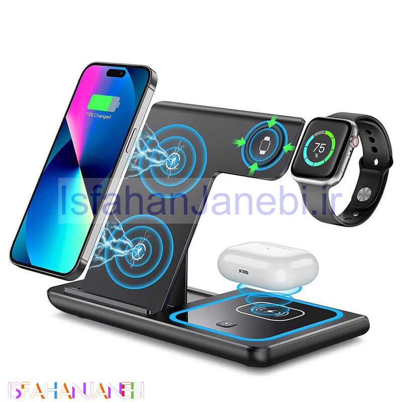 اصفهان جانبی-شارژر بی سیم فست شارژ و استند رومیزی Foldable 15W