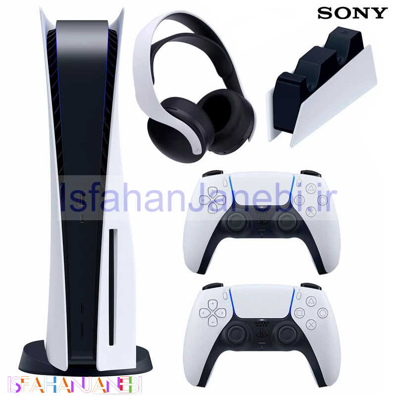 اصفهان جانبی-کنسول بازی سونی (Sony PlayStation 5 Standard 825GB SSD (V1200 + دسته اضافی سفید و پایه شارژ و هدست