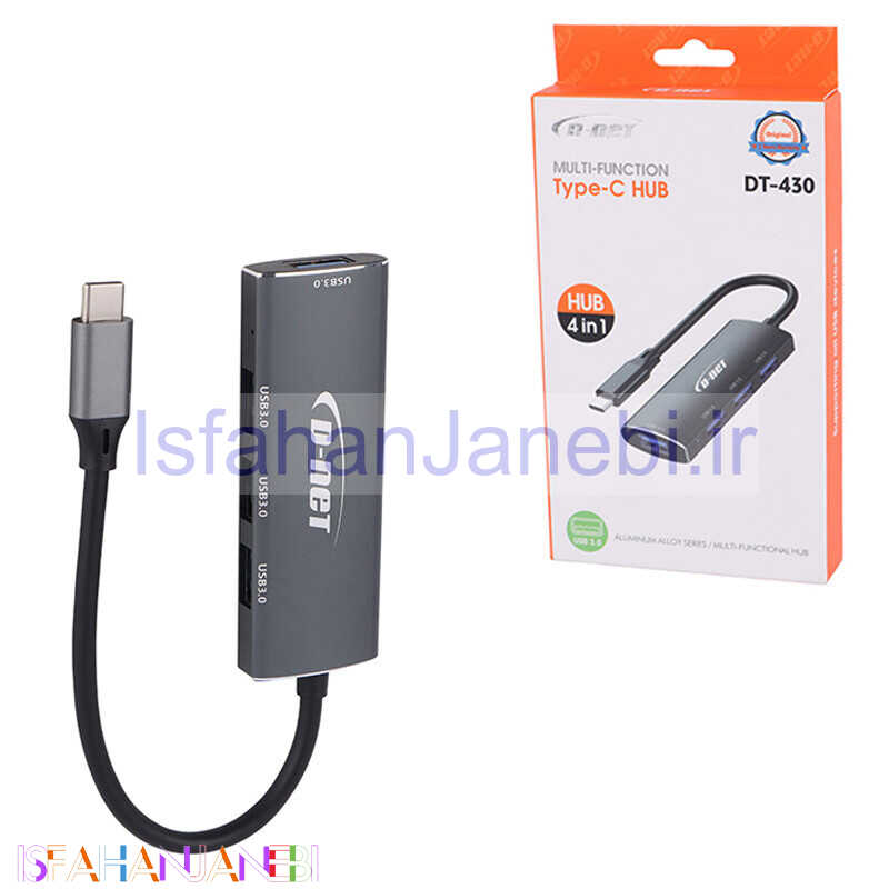 اصفهان جانبی-هاب 4 پورت Type-C دی نت DT-430