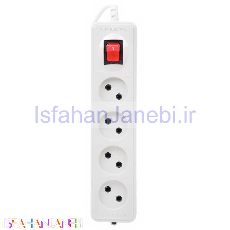 اصفهان جانبی-چند راهی 4 خانه بدون ارت نیک پارت الکتریک با کابل 3 متری مدل PE308