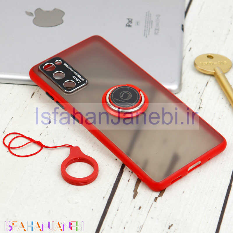 اصفهان جانبی-قاب مات محافظ لنزدار فلزی + هولدر و آویز حلقه ای Samsung Galaxy S20 FE