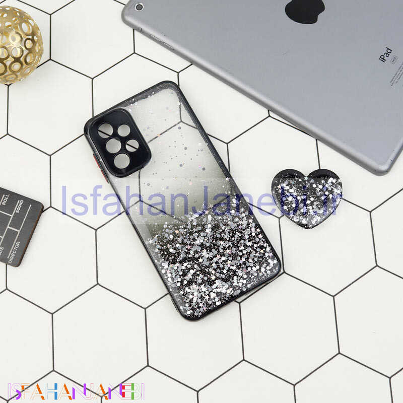 اصفهان جانبی-قاب متال کیس محافظ لنزدار اکلیلی + پاپ سوکت قلبی Samsung Galaxy A23