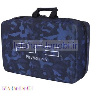 اصفهان جانبی-کیف کنسول بازی PS5 Slim طرح چریکی مشکی آبی کد 2