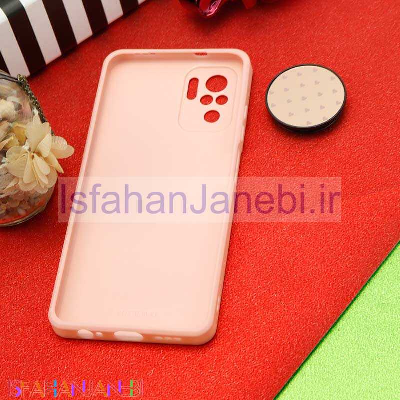 اصفهان جانبی-قاب محافظ لنزدار آینه ای + پاپ سوکت طرح قلب صورتی Xiaomi Redmi Note 10