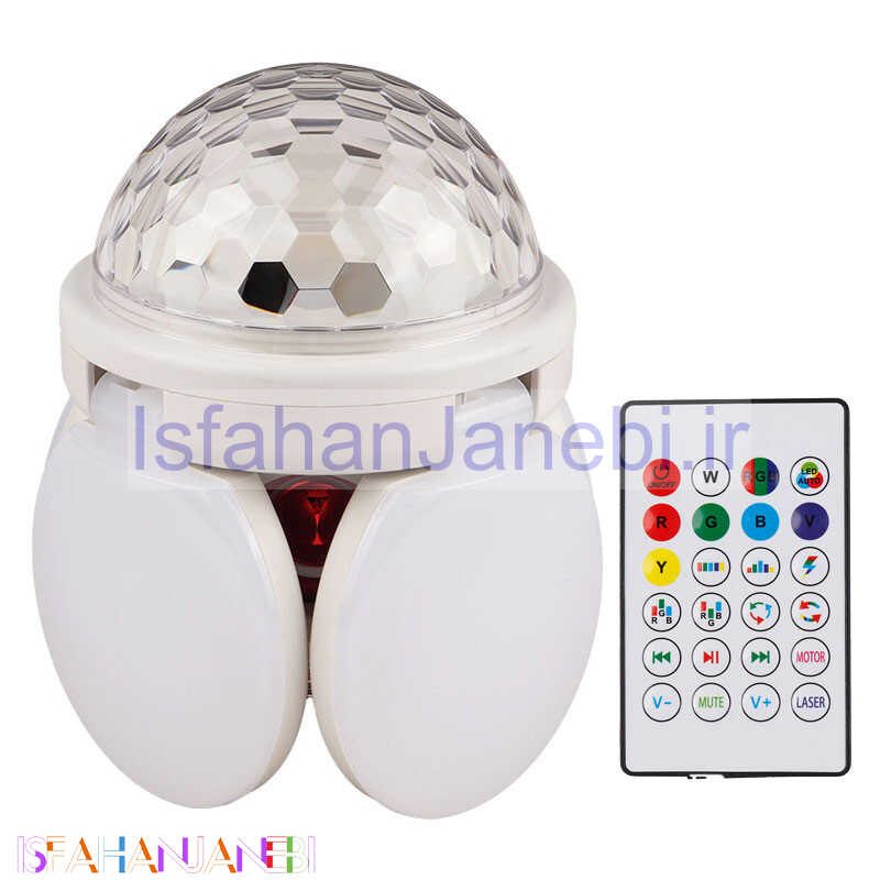 اصفهان جانبی-لامپ LED اسپیکر دار بلوتوثی Folding light 48W E27 + ریموت کنترل