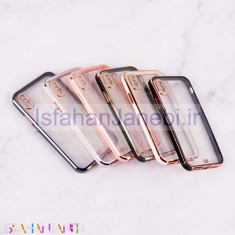 اصفهان جانبی-قاب Chrome دور طلایی محافظ لنزدار iPhone X / XS