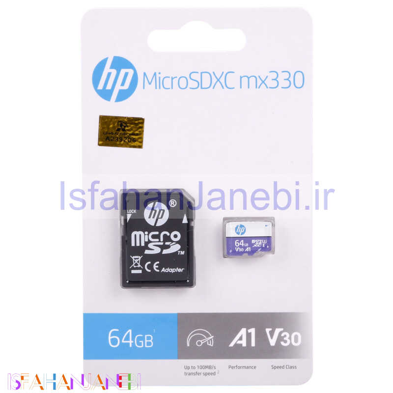 اصفهان جانبی-رم میکرو 64 گیگ اچ پی HP MX330 A1 V30 U3 C10 100MB/s + خشاب