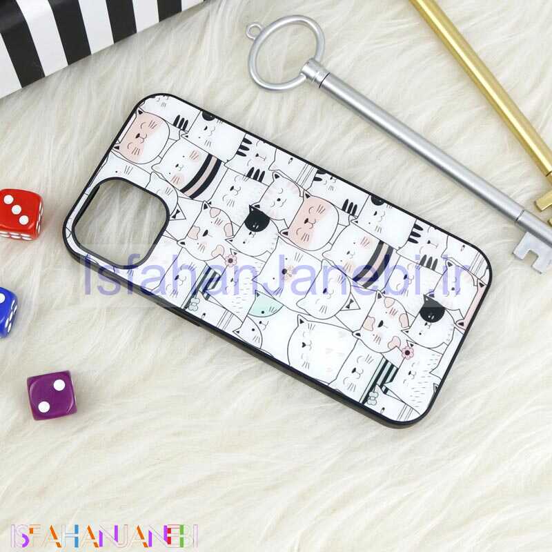 اصفهان جانبی-قاب پشت گلسی طرحدار گربه iPhone 13