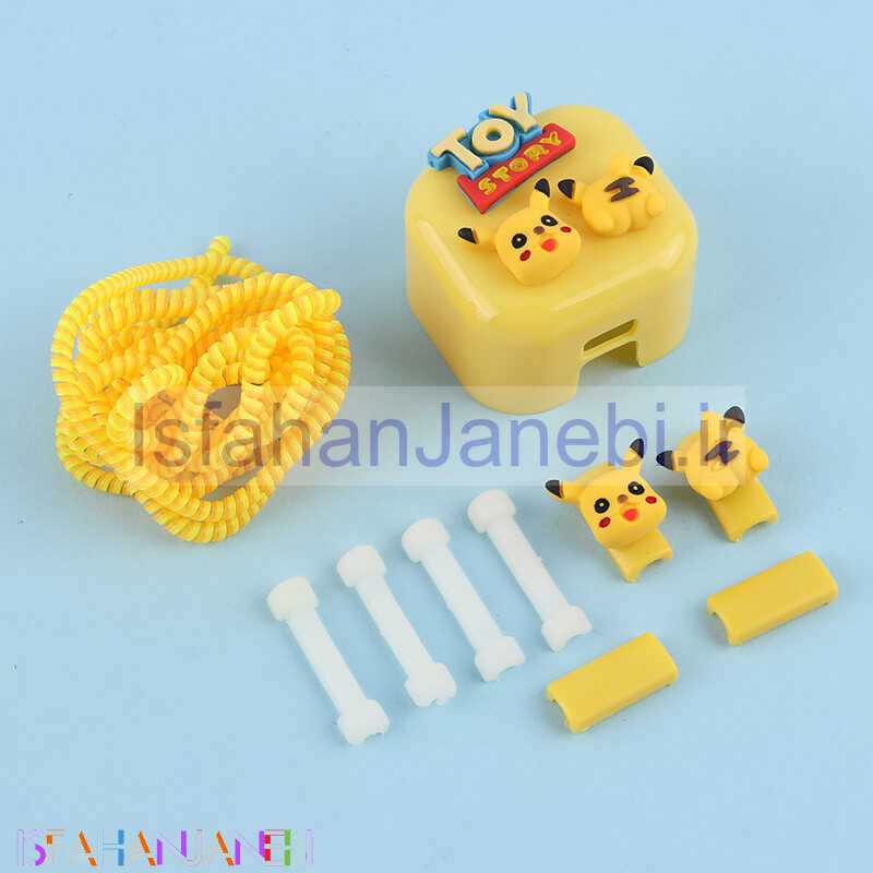 اصفهان جانبی-ست محافظ کابل و کلگی شارژر آیفون طرح دیجیمون زرد