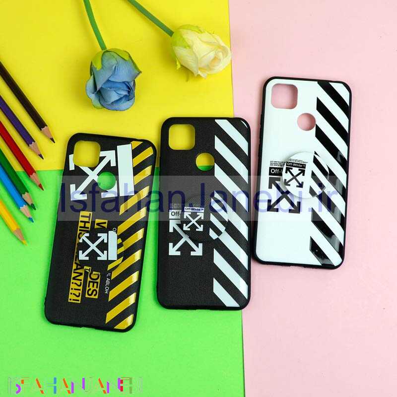 اصفهان جانبی-قاب فانتزی برجسته + پاپ سوکت طرح Off White شیائومی Redmi 9C سری D