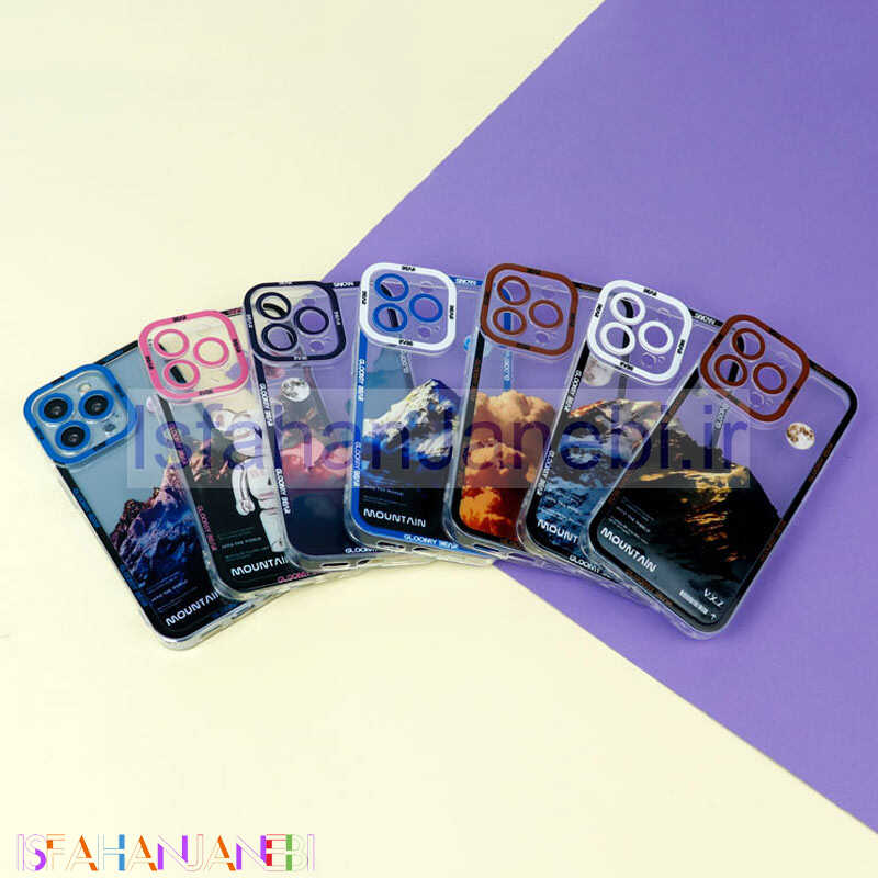 اصفهان جانبی-قاب ژله ای شفاف طرح کوهستان محافظ لنزدار iPhone 13 Pro