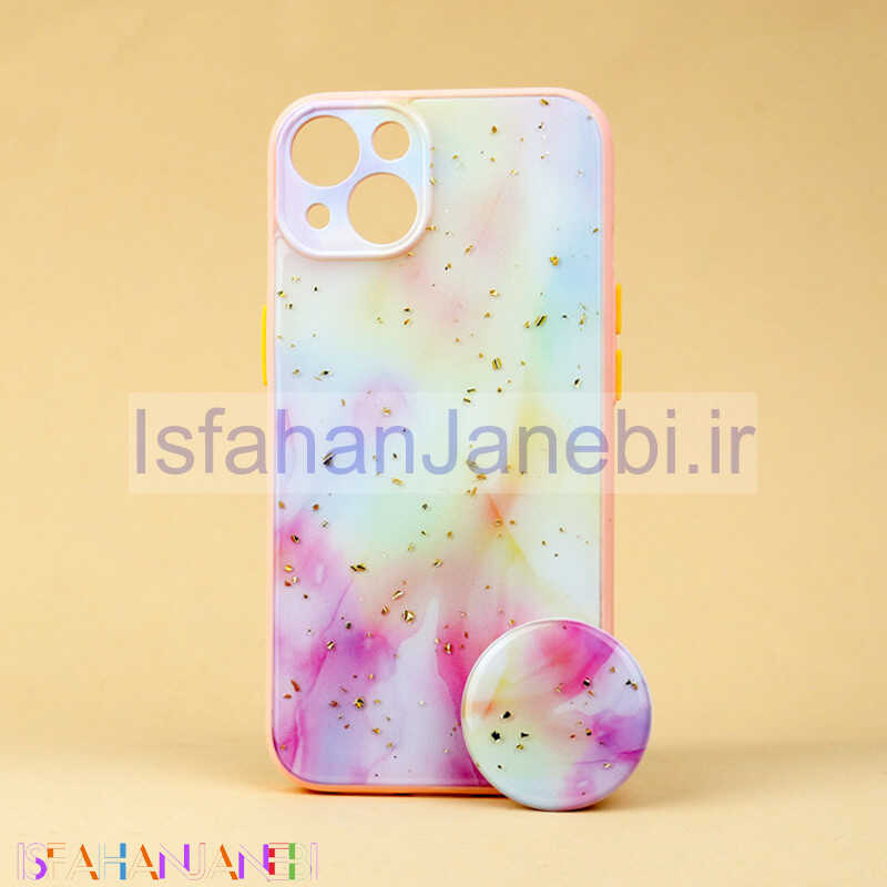 اصفهان جانبی-قاب ماربل طرحدار محافظ لنزدار + پاپ سوکت iPhone 13