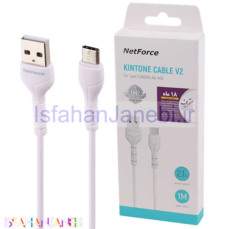 اصفهان جانبی-کابل تایپ سی Netforce NC-145 2.1A 1m