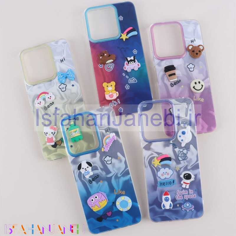 اصفهان جانبی-قاب عروسکی برجسته شیائومی Redmi 13 4G / Redmi 13 5G طرح موج دار دو رنگ