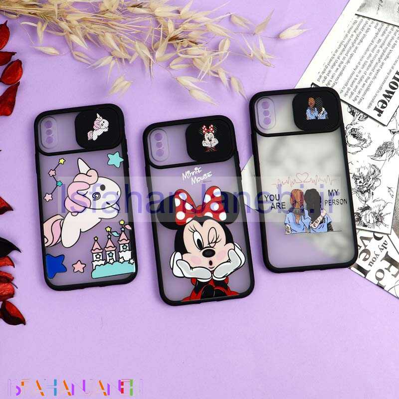 اصفهان جانبی-قاب محافظ لنز دار کشویی طرحدار دخترانه iPhone X/XS سری B