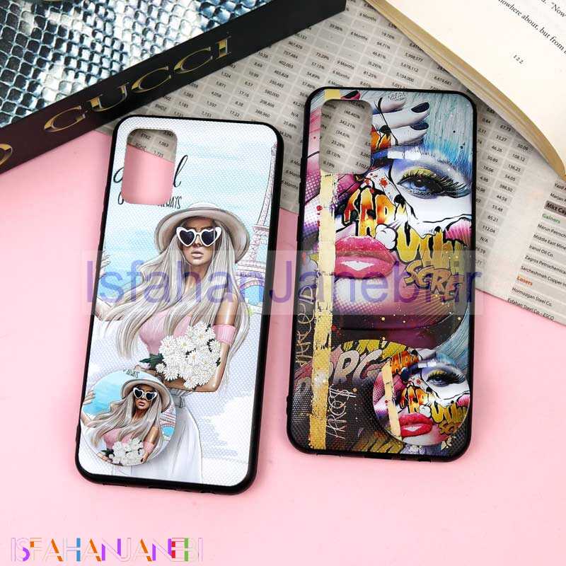 اصفهان جانبی-قاب فانتزی برجسته + پاپ سوکت طرح دختر سامسونگ A02s سری F