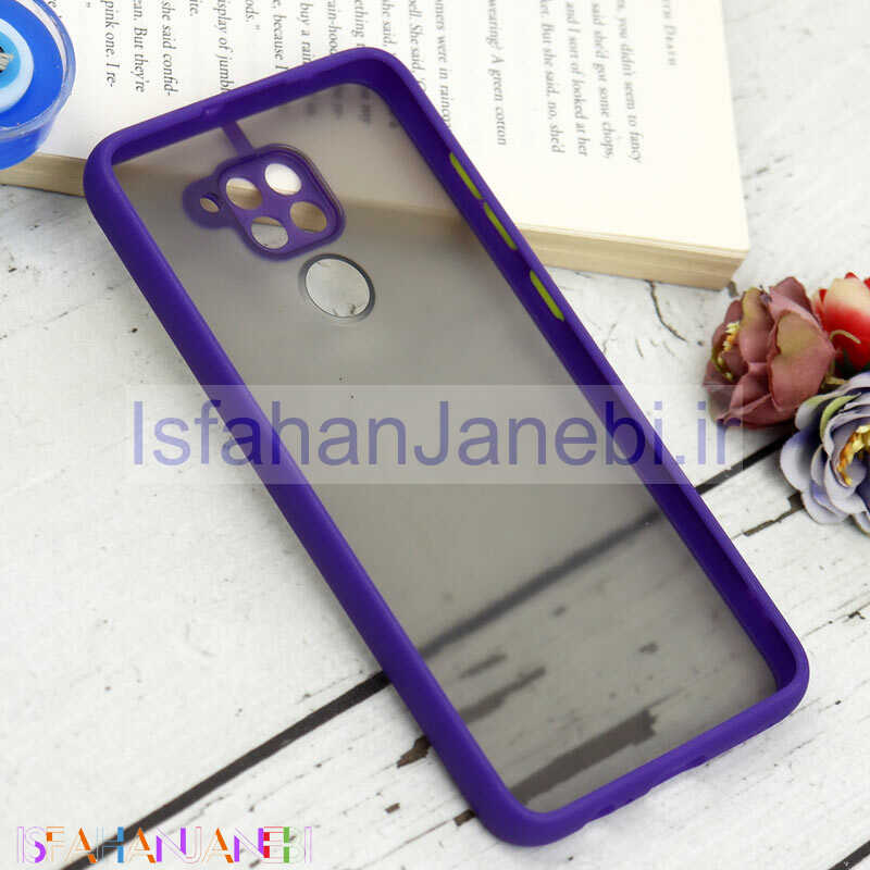 اصفهان جانبی-قاب PC مات محافظ لنز دار Xiaomi Redmi Note 9 بنفش