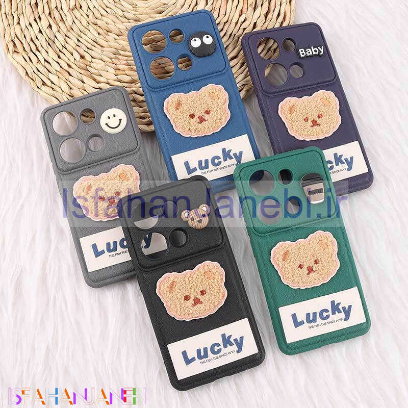 اصفهان جانبی-قاب ژله ای Lucky شیائومی Redmi Note 13 Pro 4G عروسکی محافظ لنزدار