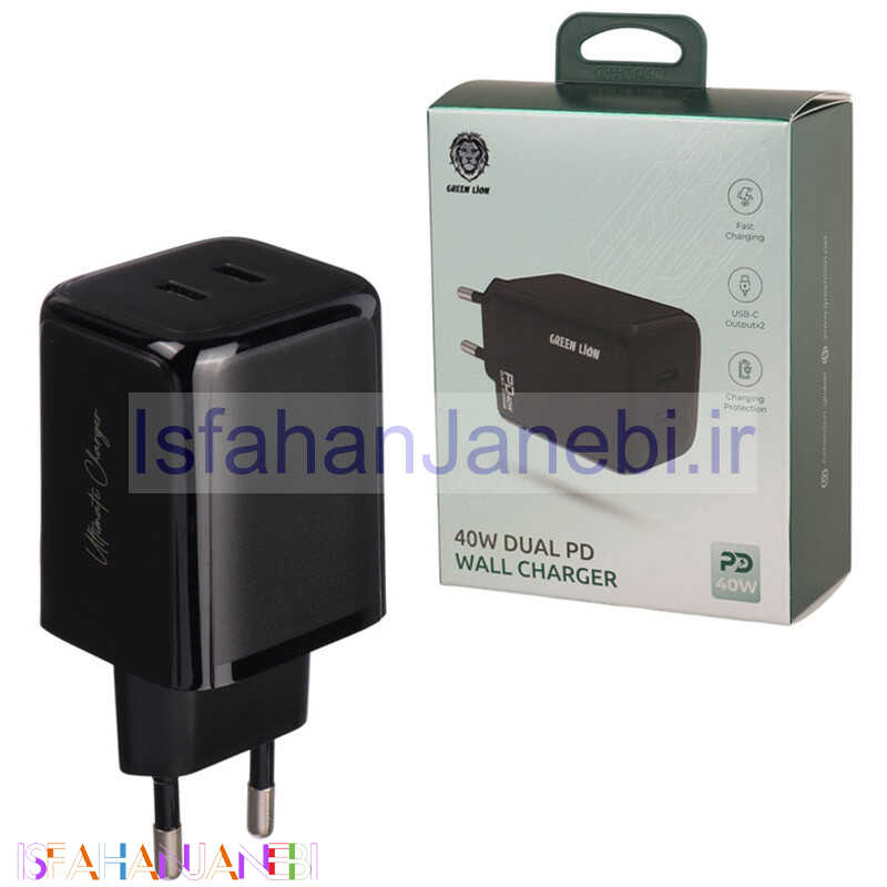 اصفهان جانبی-شارژر دیواری 20 وات گرین لاین GNPD40WEDWCBK PD 3A