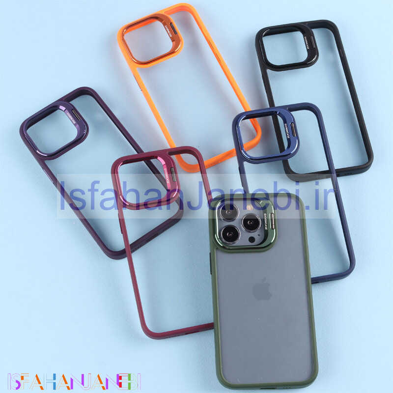 اصفهان جانبی-قاب PC شفاف Eason Case استند شو + محافظ لنز رینگی iPhone 13 Pro