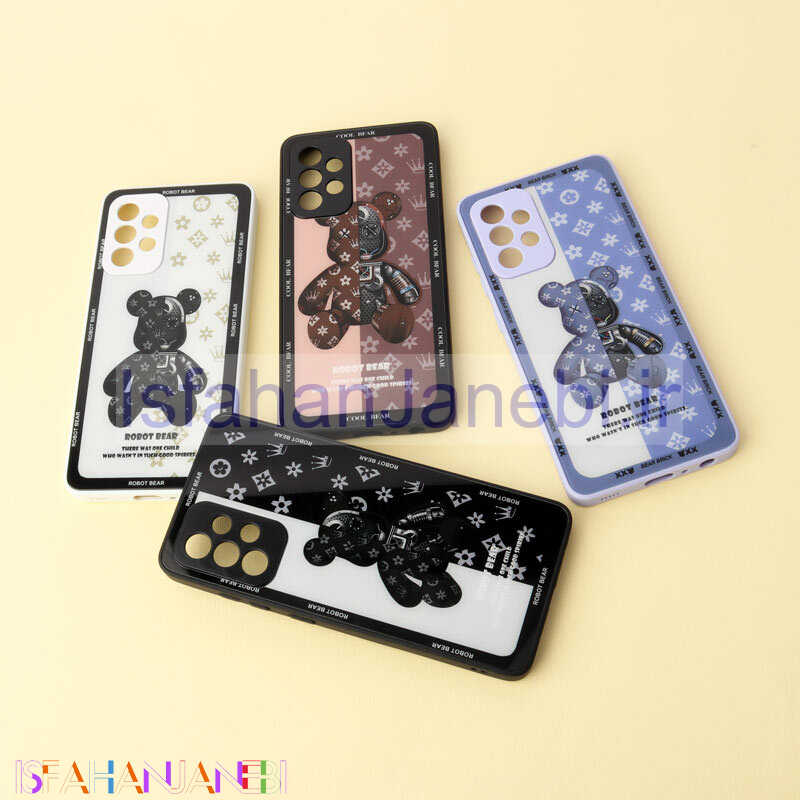 اصفهان جانبی-قاب پشت گلسی Robot Bear محافظ لنزدار Samsung Galaxy A52 / A52s