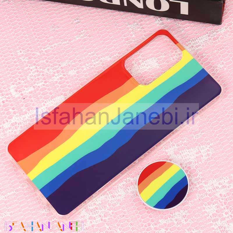 اصفهان جانبی-قاب سوپر IMD دور شفاف پاپ سوکت دار Samsung A72 رنگین کمانی