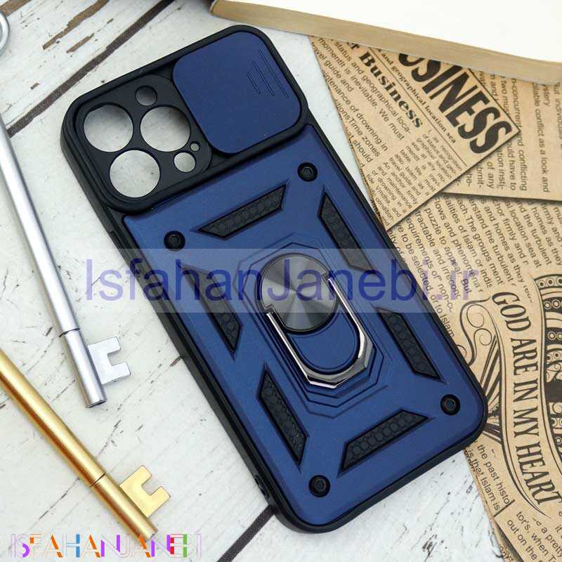 اصفهان جانبی-قاب ضد ضربه محافظ لنزدار کشویی هولدر دار بتمن iPhone 13 Pro Max