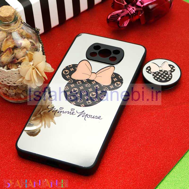 اصفهان جانبی-قاب محافظ لنزدار آینه ای + پاپ سوکت طرح میکی موس Xiaomi Poco X3