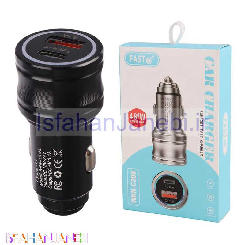 اصفهان جانبی-شارژر فندکی فست شارژ WKN-C208 3.1A 15.5W