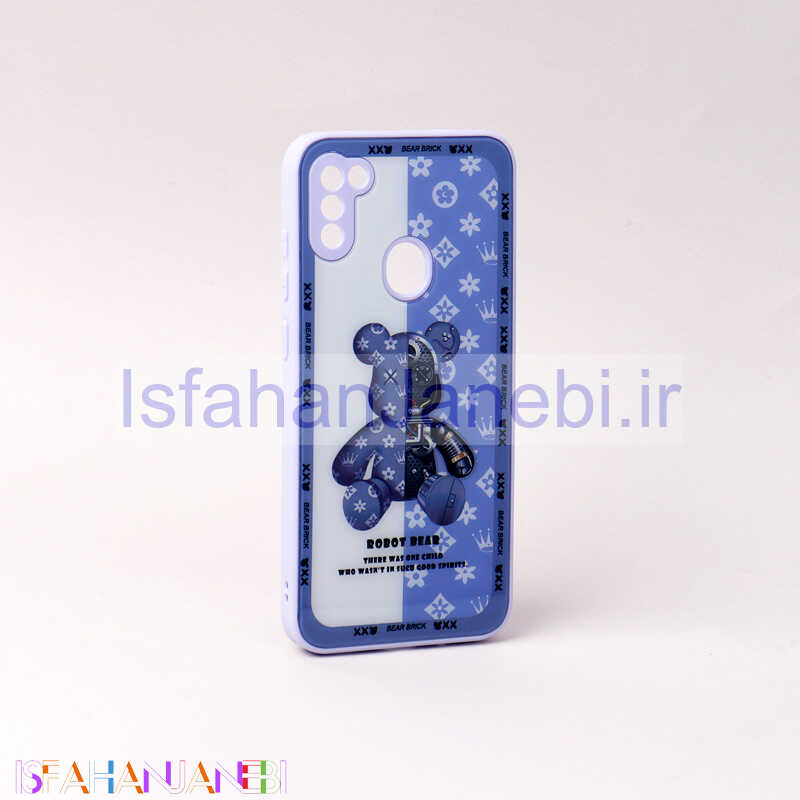 اصفهان جانبی-قاب پشت گلسی Robot Bear محافظ لنزدار Samsung Galaxy A11