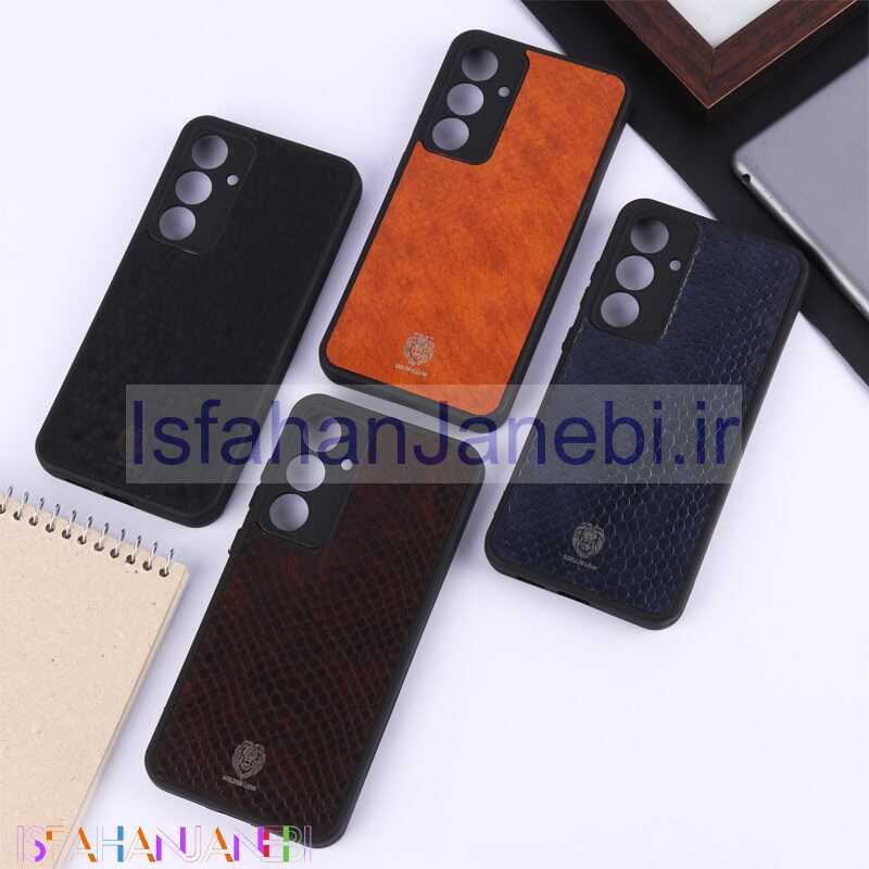 اصفهان جانبی-قاب چرمی پوست ماری Golden Lion سامسونگ Galaxy S24 FE محافظ لنزدار