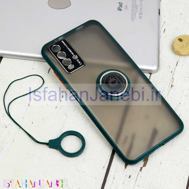 اصفهان جانبی-قاب مات محافظ لنزدار فلزی + هولدر و آویز حلقه ای Xiaomi Redmi 9T