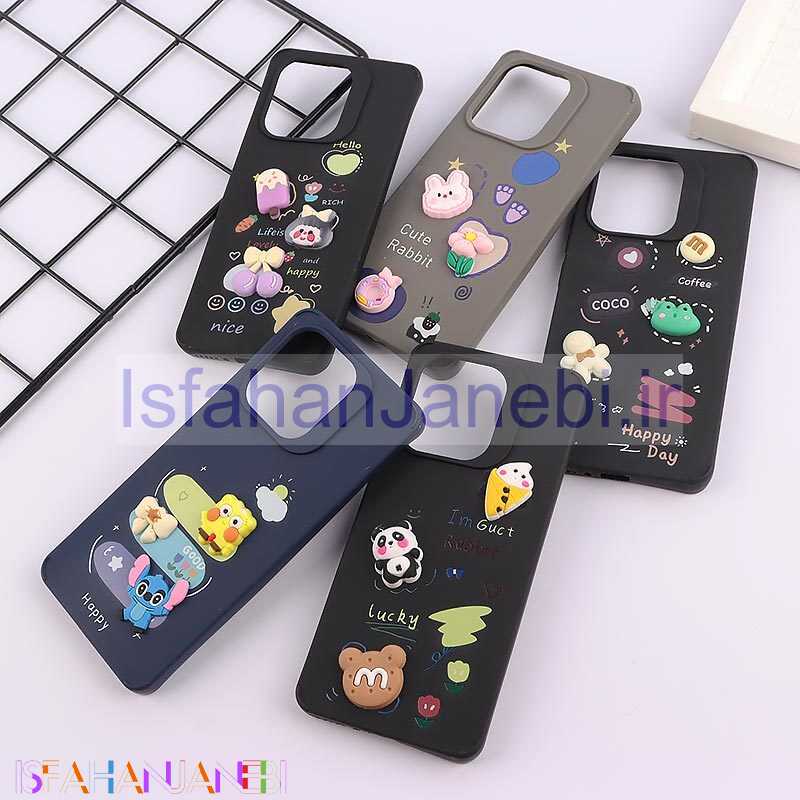 اصفهان جانبی-قاب ژله ای شیائومی Redmi Note 13 4G عروسک برجسته رنگی