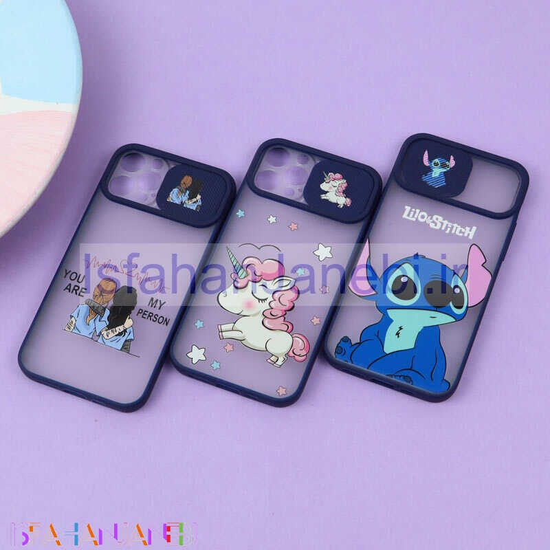 اصفهان جانبی-قاب محافظ لنز دار کشویی طرحدار سرمه ای iPhone 12 Pro