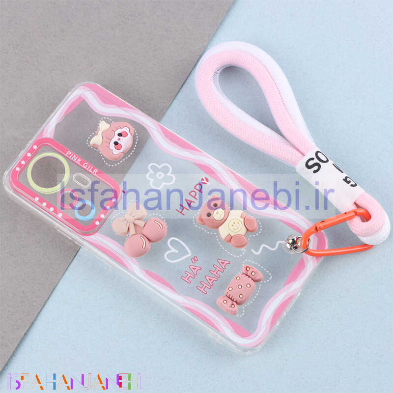اصفهان جانبی-قاب ژله ای عروسک برجسته محافظ لنزدار + بند آویز لنیارد Xiaomi 12T