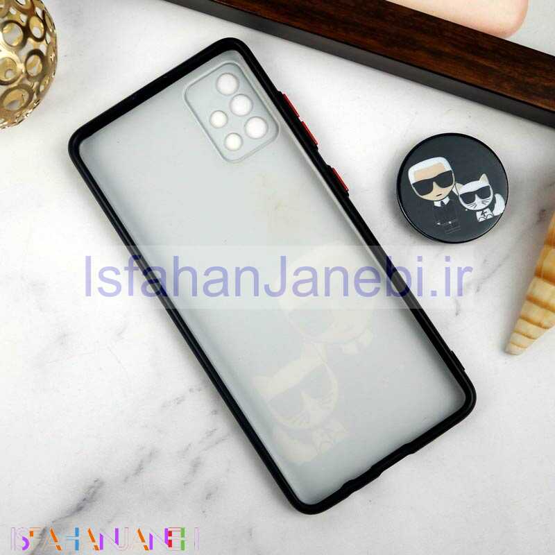 اصفهان جانبی-قاب PC محافظ لنز دار طرح Boss Cat + پاپ سوکت Samsung Galaxy A51