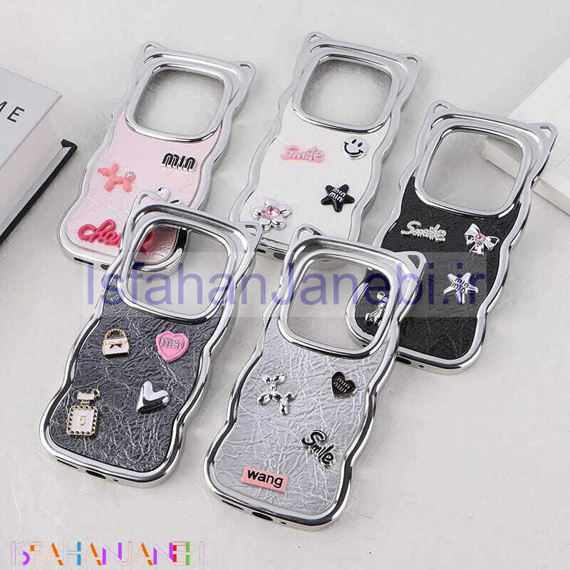 اصفهان جانبی-قاب چرمی موج دار شیائومی Redmi 14C / Poco C75 برجسته گوش دار