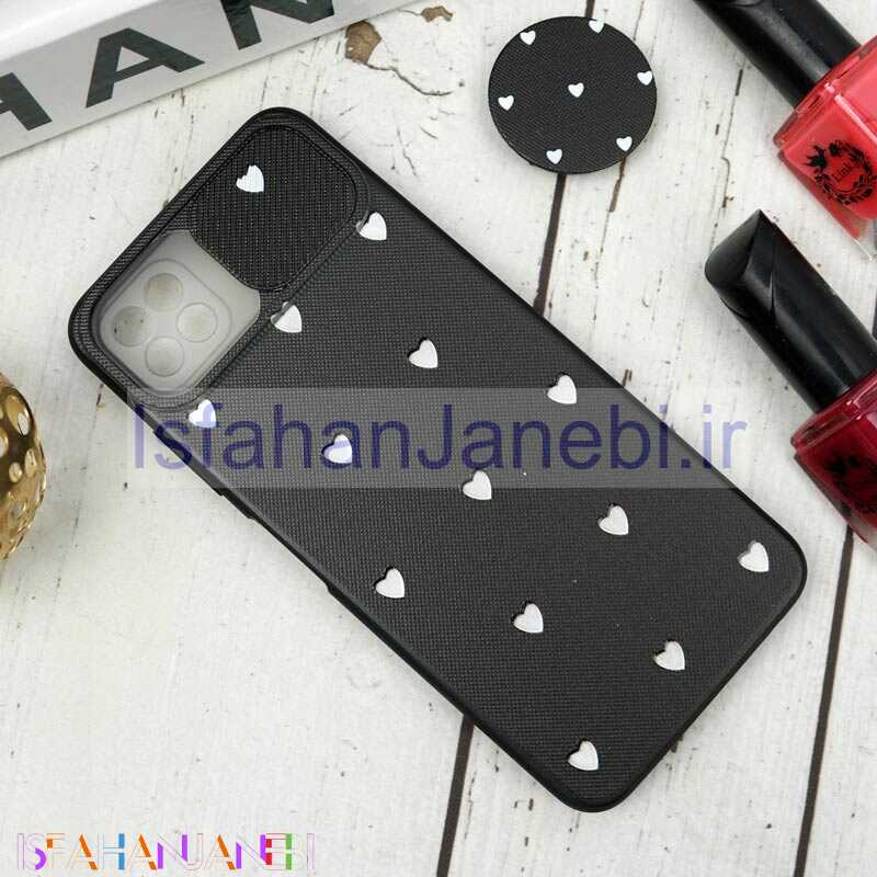اصفهان جانبی-قاب طرحدار محافظ لنزدار کشویی + پاپ سوکت طرح قلب سفید سامسونگ A22 5G سری B