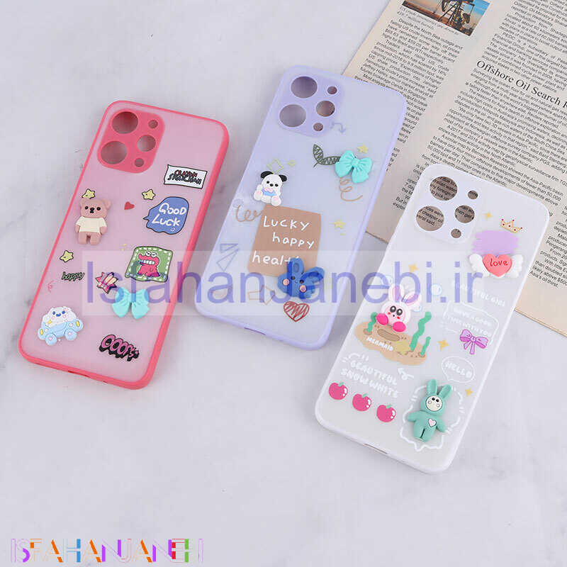 اصفهان جانبی-قاب شاینی شیائومی Redmi 12 عروسک برجسته محافظ لنزدار