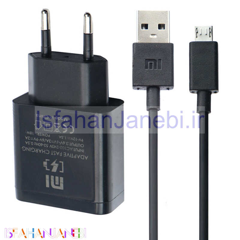اصفهان جانبی-شارژر دیواری فست شارژ Xiaomi QC3 PD 18w + کابل میکرو یو اس بی
